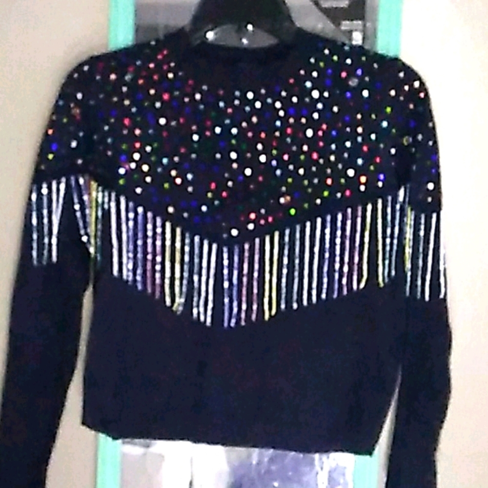 Blue colorfull crop top sweater